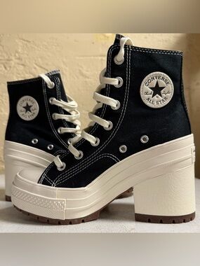 Converse Chuck 70 De Luxe Heel Platform Lug Black Egret High Top 5.5